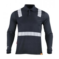Polera Polo Híbrida con Reflectiva Manga Larga | Alta Visibilidad